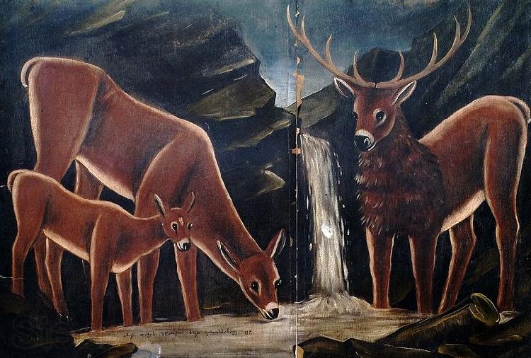 Niko Pirosmanashvili A Family of Deer Norge oil painting art